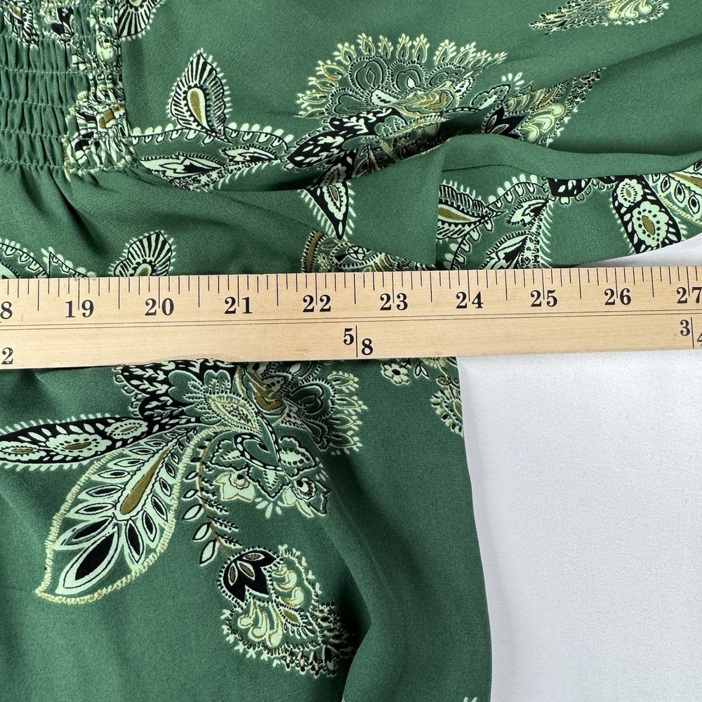 Rose + Olive Tunic Top 1X Floral Smocked Cottagecore Peasant Boho Button Front - Picture 7 of 10